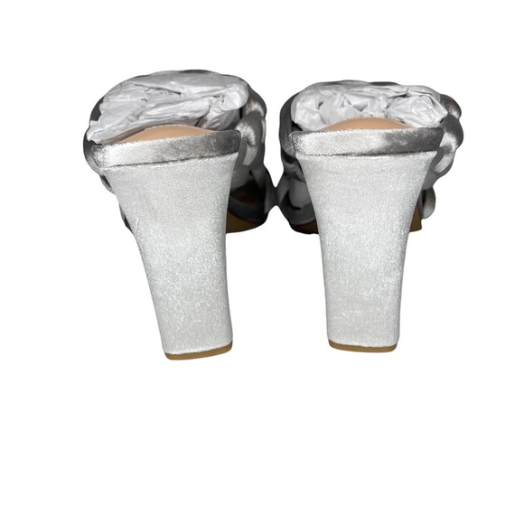 Steven New York Silver Jeanie Braided Strap Velvet Block Heels - Picture 5 of 8